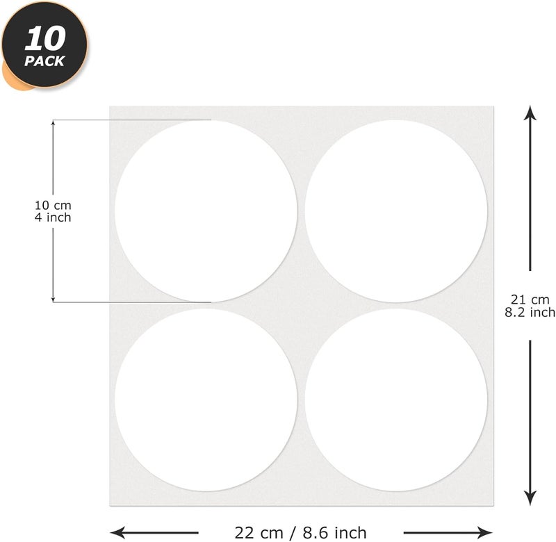 YIKIADA 40 PCS Dot Stickers 4" Round Labels Large Circle Color Coding Moving Decals Price Tags for Office Classroom Home Yard Sale Line up White - Image 2